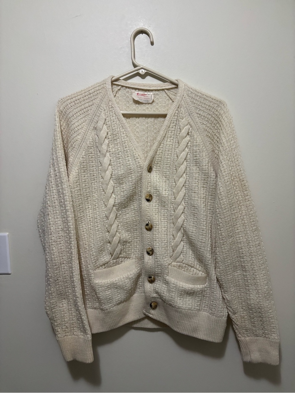 Vintage Kambern Original Made in Canada Cable Knit Button Cardigan Sweater